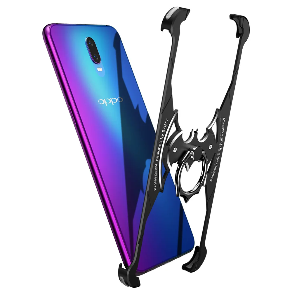 

PADCOVER Bat Ring holder Shape Luxury Metal Airbag Case for OPPO R17 Case For R17pro with ring holder Shell Metal Bumper Cover