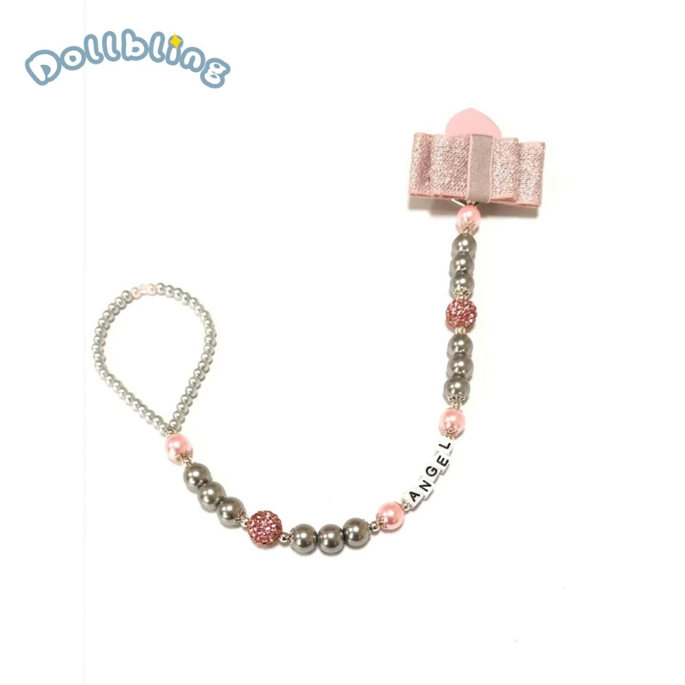 Dollbling/Детская соска Розово серый персонализированные Соска пустышка на цепочке с