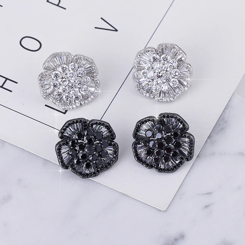 

XIUMEIYIZU Latest Design Palace Style Elegant Flower Stud Earrings Cubic Zirconia Earrings For Women Mother's Day Jewelry Gift