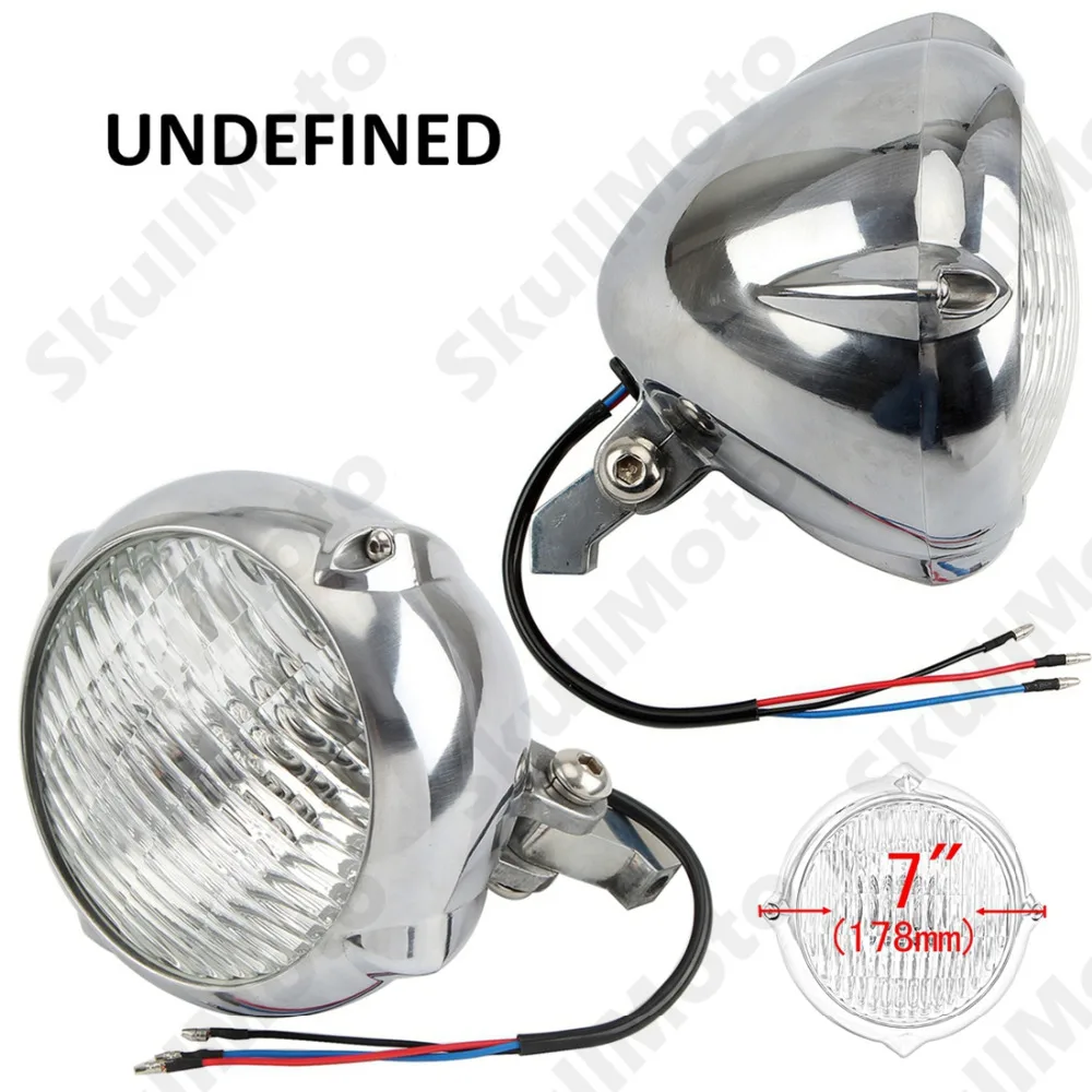 7" Chrome Motorcycle Headlight Vintage Retro Front Headlight Lamp High