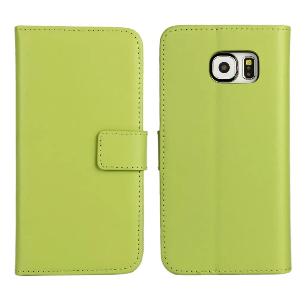 Кожаный чехол с откидывающейся крышкой для Samsung Galaxy S6 кошелек флип-чехол для Samsung S6 edge+/S6 краем защитная оболочка GG - Цвет: Зеленый