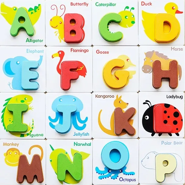 1 pcs letters digital puzzle learning wood toy baby child kid early letter learning games
