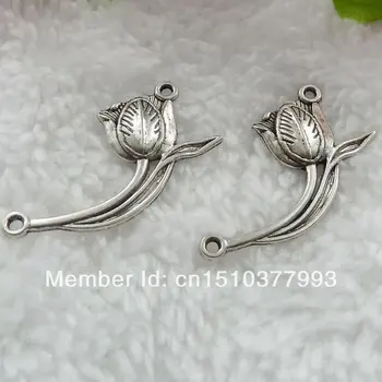 

152 pieces antique silver water lily connector 38x21mm #216