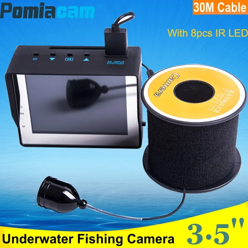 

WF02 30M HD 1000TVL Underwater Ice Fishing Camera Video Fish Finder system with 3.5" LCD Monitor 8pcs IR LED 140 Degree Angle