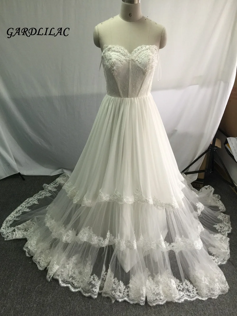 

New Real Pictures A-line Bridal Dress Vintage Lace Plus Size Lace Wedding Dresses 2017 Vestido de noiva