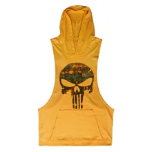summer Running Vest Hoodie prints Sleeveless T-shirts For Men Sweatshirts Fitness Clothes Bodybuilding Tops