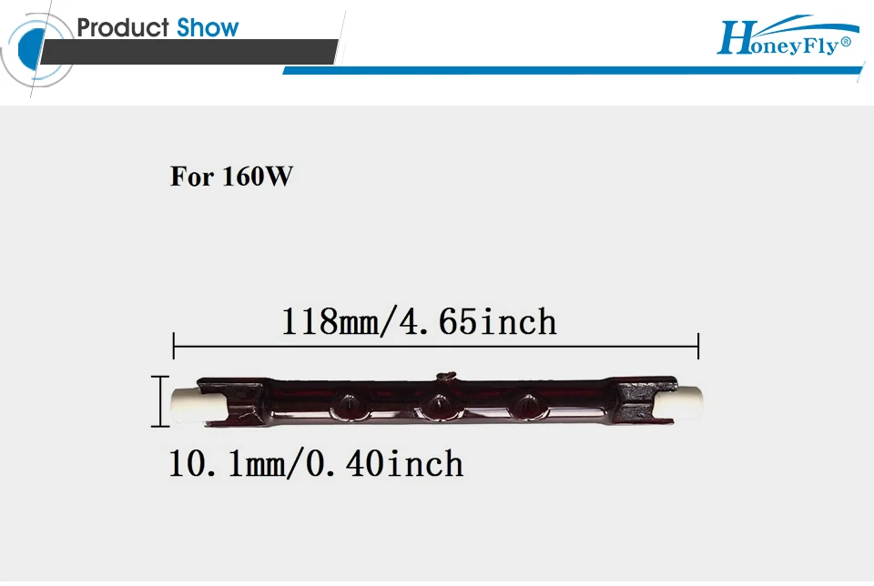 HoneyFly5pcs J118 инфракрасный обогреватель Tube150W 160 W 300 W 500 W 110 V/220 V 118mm РУБИН Одиночная Спираль галогенная лампа для нагревания и сушки кварцевые часы