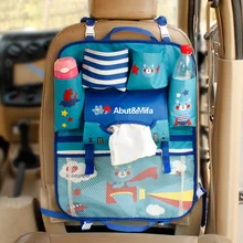 New Cartoon Car Seat Back Storage Bag Organizer For Kid Auto Folding Storage Box Food Phone Holder Multi-function Car Interior