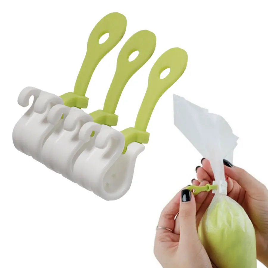 

3Pcs/Lot Plastic Cream Pastry Bag Ties Bag Sealing Circle Clip Icing Bag Buckle Cake Decorating Bag Clips Bakeware Baking Tools