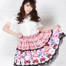 Лолита принцесса милые женские милые Япония kawaii розовый леденец печатных Плиссированные Юбки Женские вечерние юбки девушки модный галстук-бабочка sk