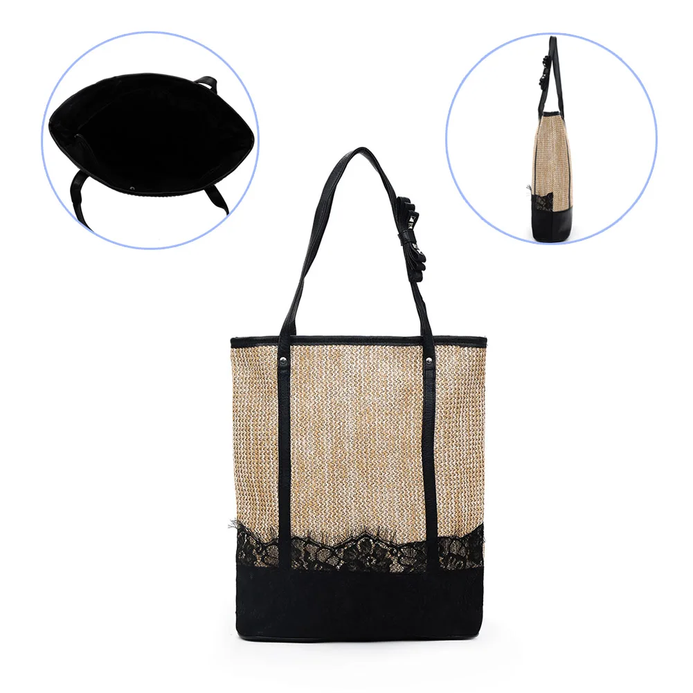 Women Straw Weave Tote Summer Beach Shoulde Bag Lace Eyelash Bow women-straw-weave-tote-summer-beach-shoulde-bag-lace-eyelash-bow