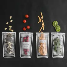 4 пачки хранения еды закуска Ziplock Сумки многоразовая печать стоьте вверх мешки для напитков герметичные пакеты для хранения еды для холодильник путешествия