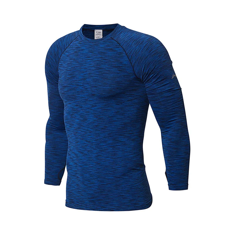 Li-Ning мужская тренировочная футболка с длинным рукавом, облегающая, моно пряжа, комфортная, дышащая, для фитнеса, с подкладкой, Спортивная футболка, топы AUDN007 MTL987 - Цвет: AUDN007 4