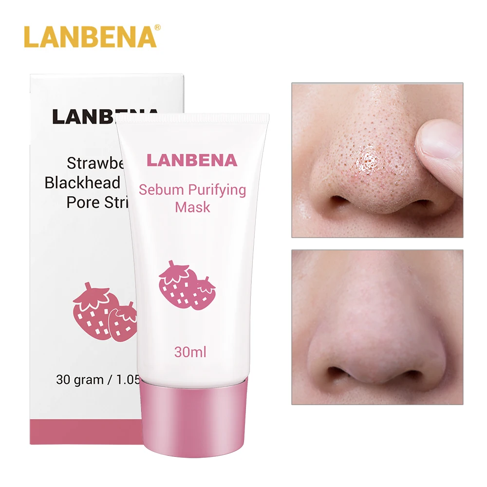 

LANBENA Strawberry Blackhead Remover Nose Mask Mud Pore Strip Black Mask Peel off Mask Skin Care Acne Treatment Nose Peel Mask