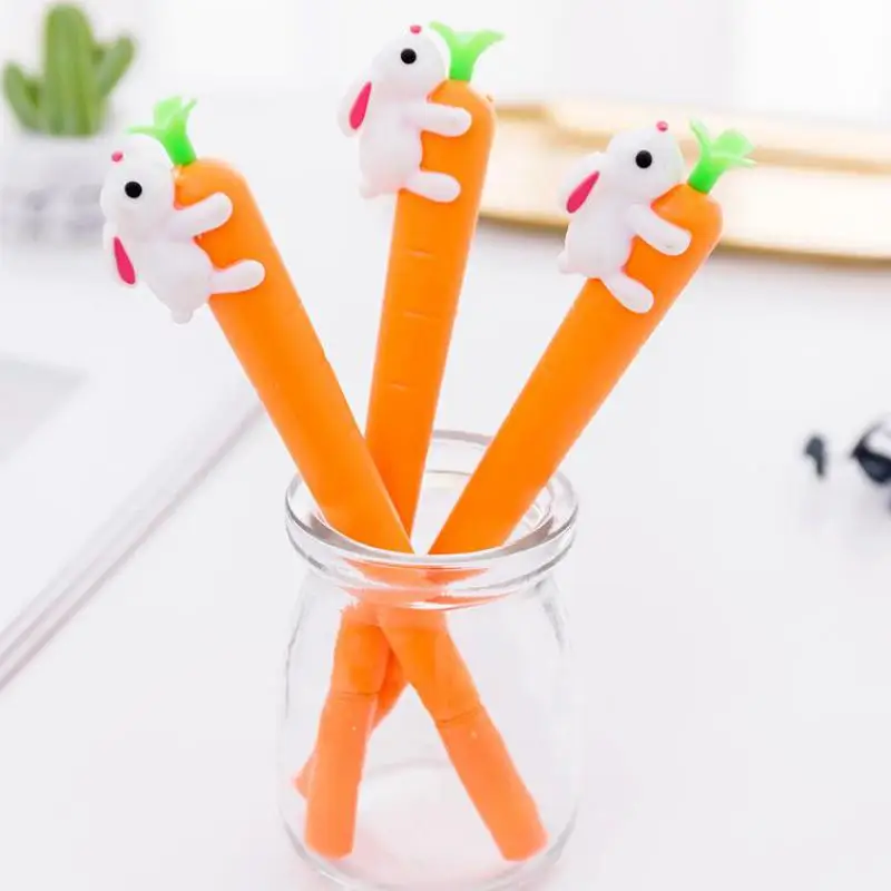 

20 pcs Stationery Carrot Rabbit Pen gel School girl Office Study Sign Pen Test stationary Kawaii School Supplies wholesale