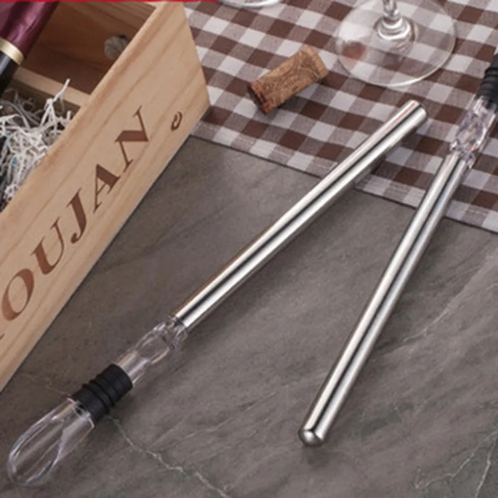 1Pc Rushed Ice Bucket Stainless Steel Barware Wine Pourer With Chill Rod Bottle Coolers Chiller Stick Spout Aerator  