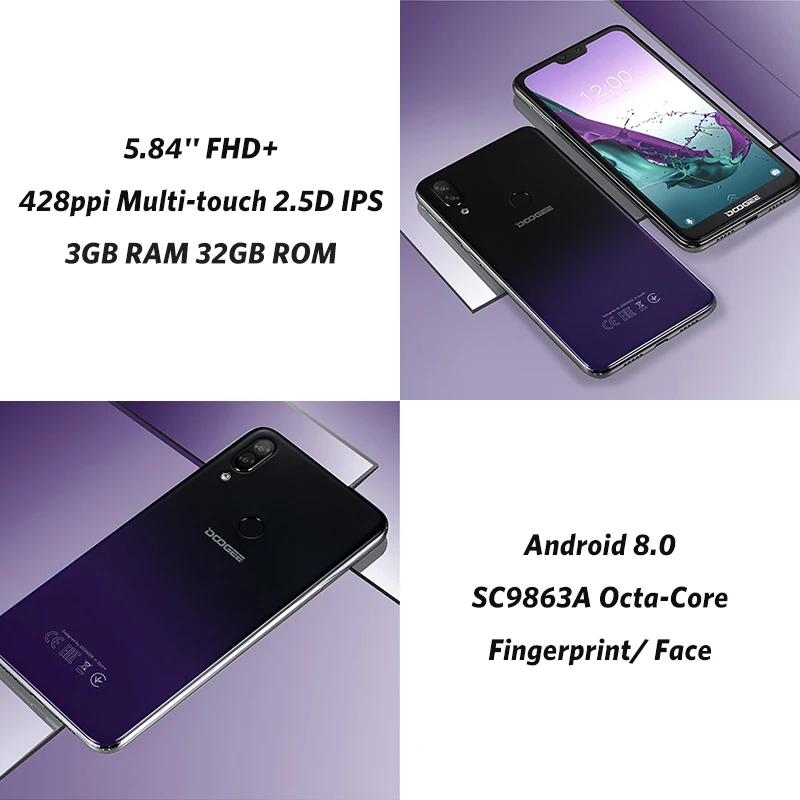 DOOGEE N10 3 ГБ 32 мобильный телефон Android 8 1 Восьмиядерный 5 84 ''FHD + 19:9 дисплей 16 0 Мп