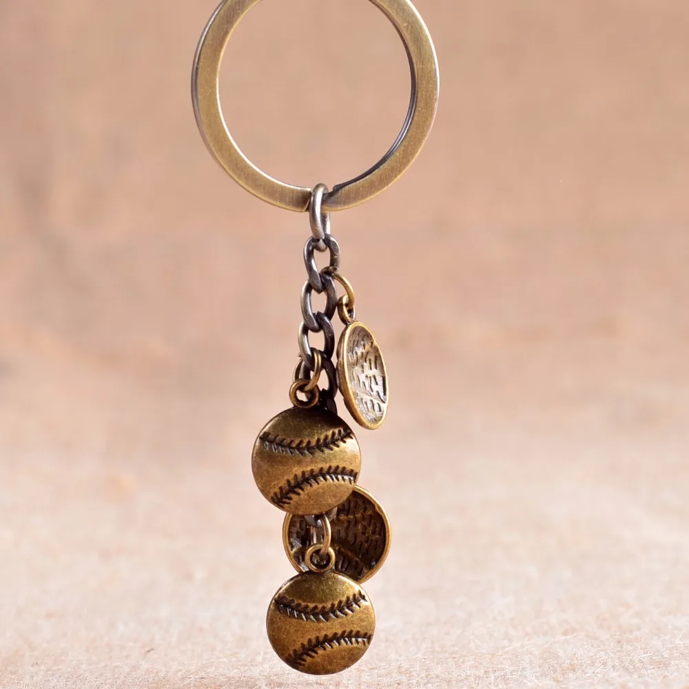 Retro movement Bronze Baseball string key chain styling keychain