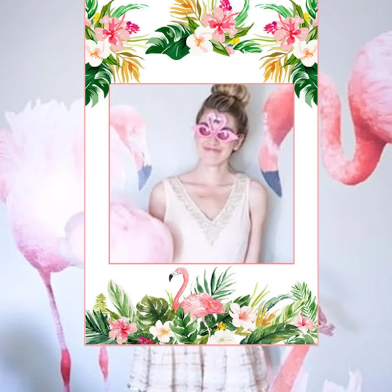 16 pi/èces Yuccer 16 Pi/èces Hawaii Flamingo Party Cadre Photo Booth Tropical Accessoire Photomaton F/ête Et/é D/écorations pour Beach Mariage Bapt/ême B/éb/é Anniversaire Party