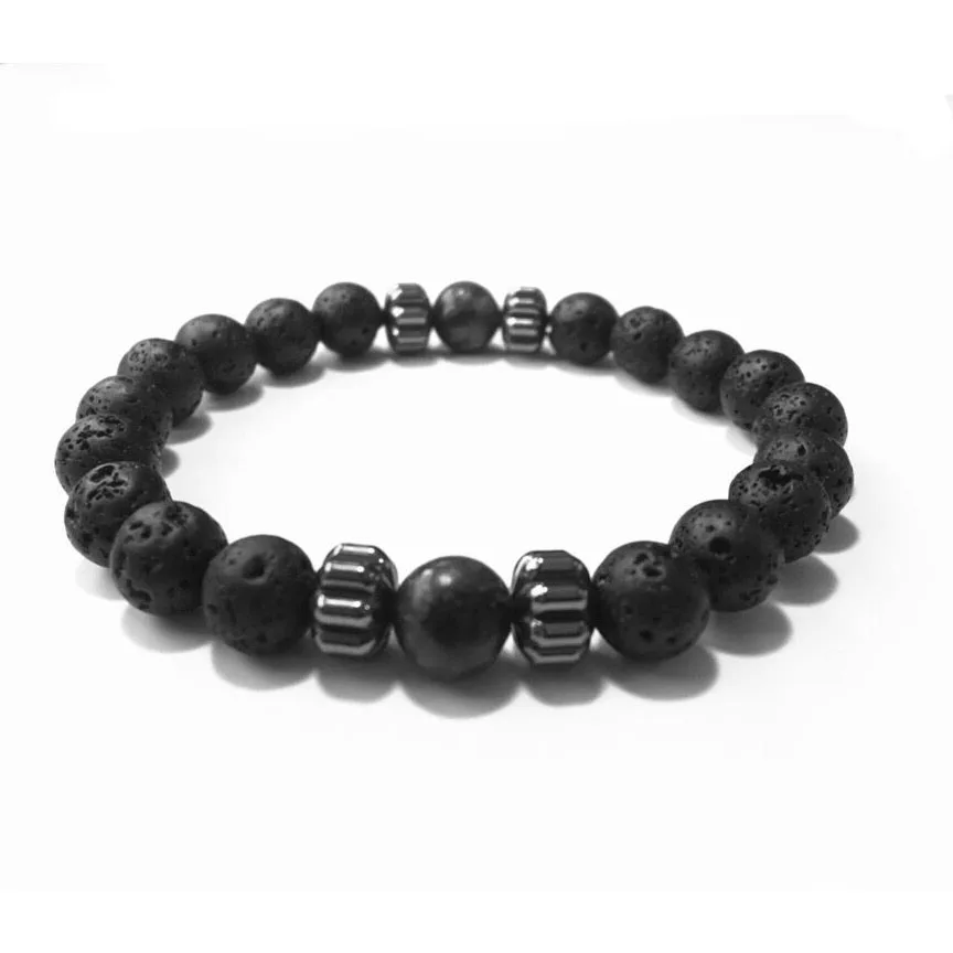 

New Antique Natural Stone Beads Men Lava Bracelet Handmade Wooden Mens Braclet For Male Wristband Jewelry Gift Bileklik Hombre