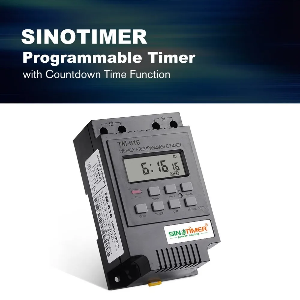 SINOTIMER TM616B-2 30A 220 в электронный Еженедельный программируемый цифровой таймер реле управление таймер Din рейка крепление