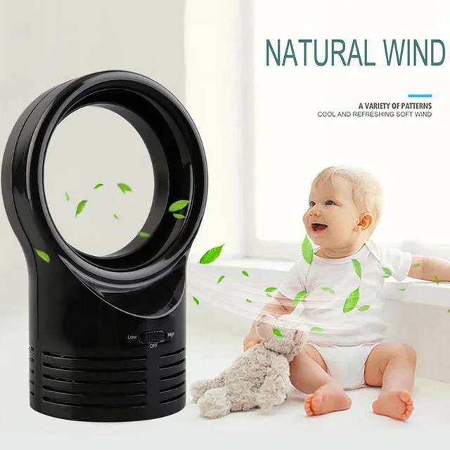 

Portable Handheld Mini No Leaf Fan Round Bladeless Refrigeration Desktop Airflow Cooling Conditioner Low Noise