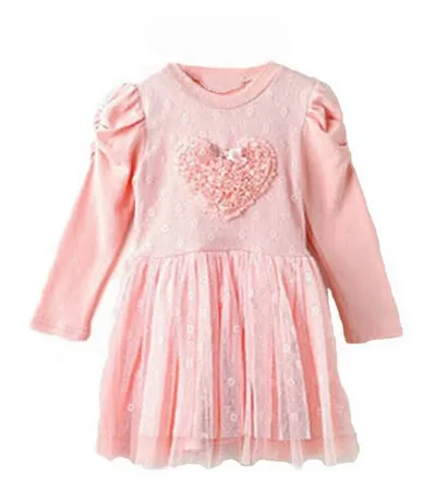 

Flower Girls Princess Dress Kids Baby Party Wedding Pageant Long Sleeve Sweet Dresses Pink