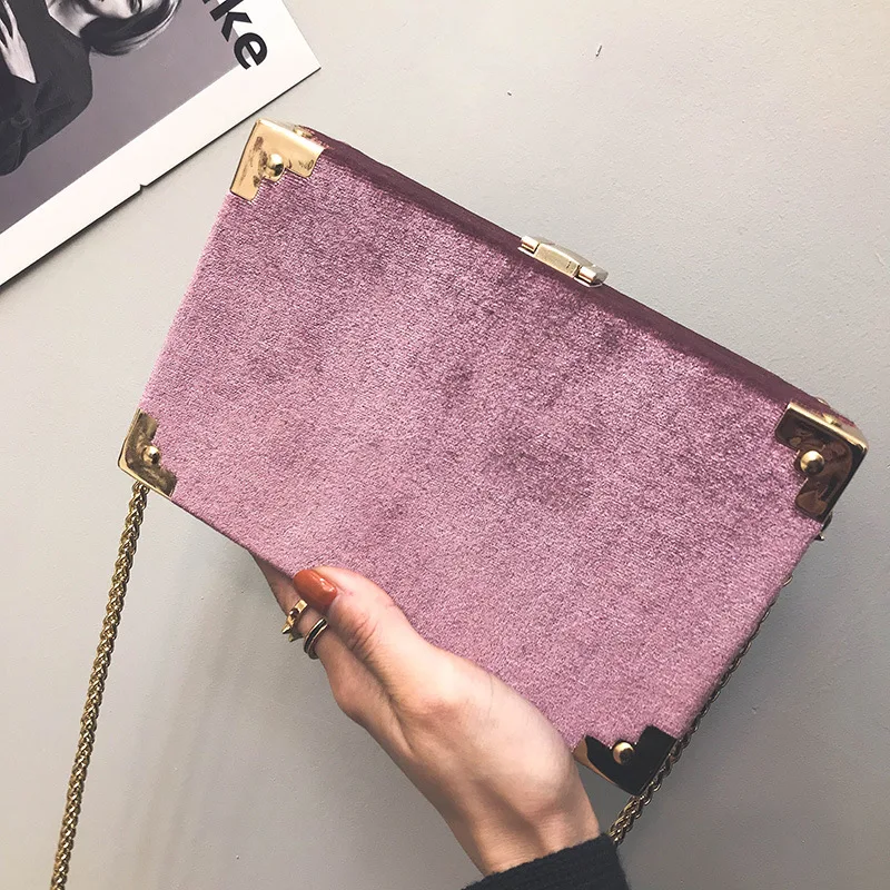 Beste Moon Stars Box Bag Vrouwen Fluwelen Mini Crossbody Bag Fashion Brand Designer Squre Handtassen Met Kettingen Nationale Borduurwerk Koreaanse