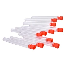 10 pièces Tubes à essai en plastique Transparent Transparent avec bouchons bouchons fournitures de laboratoire scolaire accessoires 12x100mm de haute qualité