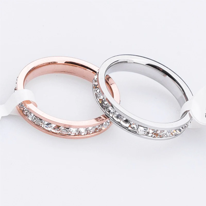 Высокое качество, кольца для женщин, ювелирные изделия, супер флэш-кольцо для девушек, маленький квадратный палец, кольцо, кристалл, титановая сталь, ювелирные изделия