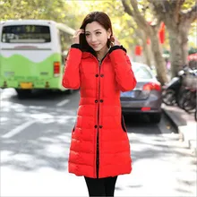 2018 new winter long section of large size women padded cotton jacket thick hooded down cotton
