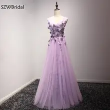 Moda vestido Formal V Neck Light Purple vestidos 2018 Flor Mão frisado Kaftan vestidos de Noite Vestidos de festa