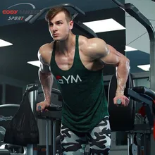 Mens gyms Fitness bodybuilding Tank Tops Crossfit cotton Slim fit sleeveless Shirts workout Undershirt Stringer vest tee clothes