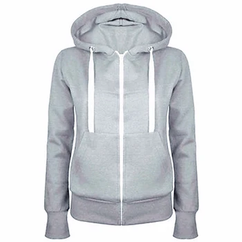 

Sweatshirts Women Hoodies Long Sleeve Hoody Ladies Zipper Pocket Hooded Sweatshirt Woman Baseball Jacket
