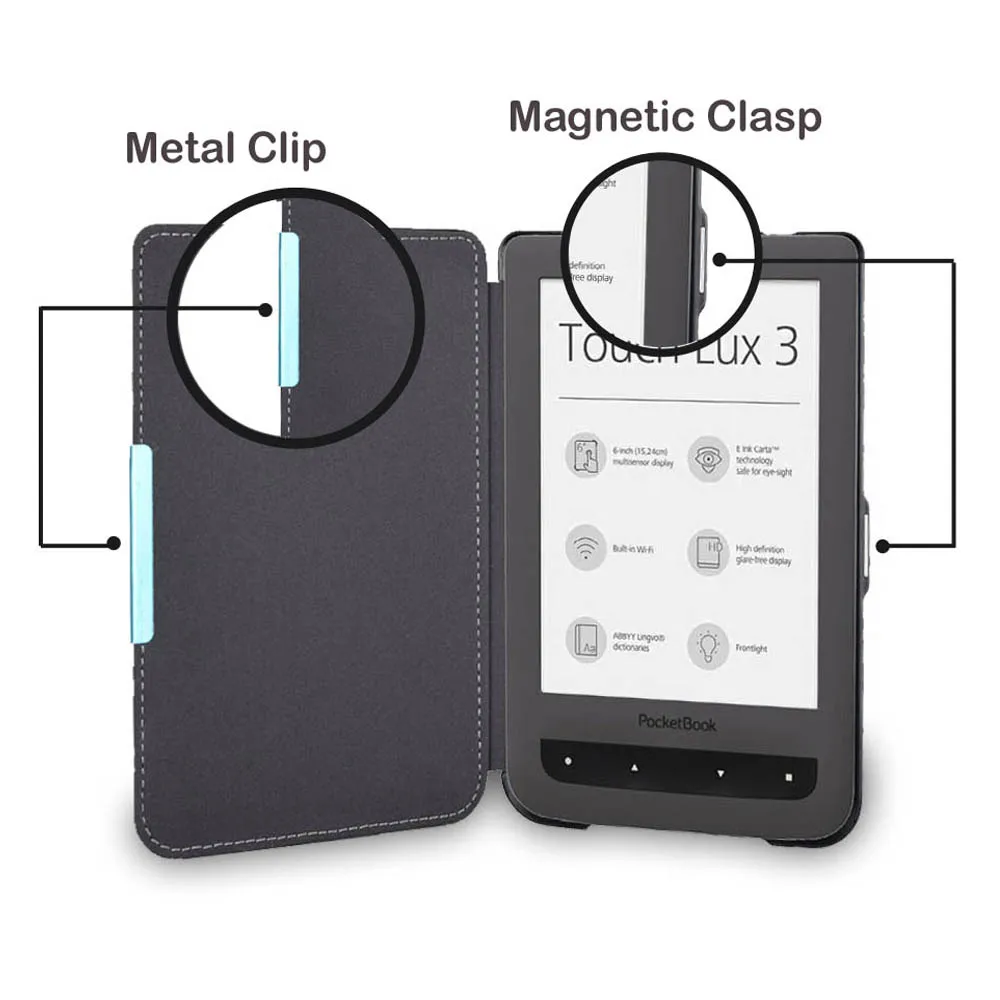 Modelo Quente pb 626 Plus Case Capa para Pocketbook Toque Lux Ereader Couro Case Apto Bolso Livro 626 Ebook Pele Dropshipping - Imagem 3