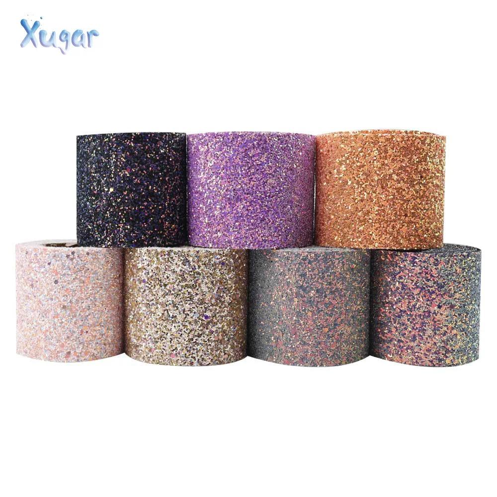 

1yard 3'' 75mm New Arrival Chunky Glitter Ribbon Blingbling Fabric Ribbon Gift Package DIY Hair bows Material Sewing Accessories