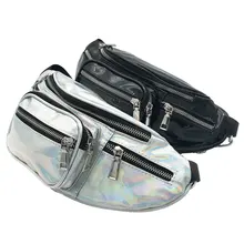 Черный/золотой лазер Поясные сумки Для женщин блесток Цвет поясные сумки Женская подушка сумка поясная на молнии модные однотонные женские карман кошелек