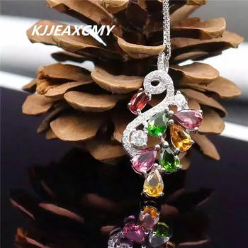 

KJJEAXCMY boutique jewelry,925 Sterling Silver 5A grade Brazil candy color pure natural Tourmaline Pendant, Sterling Silver Neck