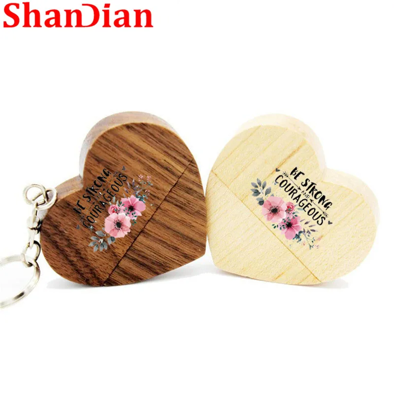 SHANDIAN (более 1 шт. бесплатный логотип) деревянная Usb флеш карта памяти с сердцем