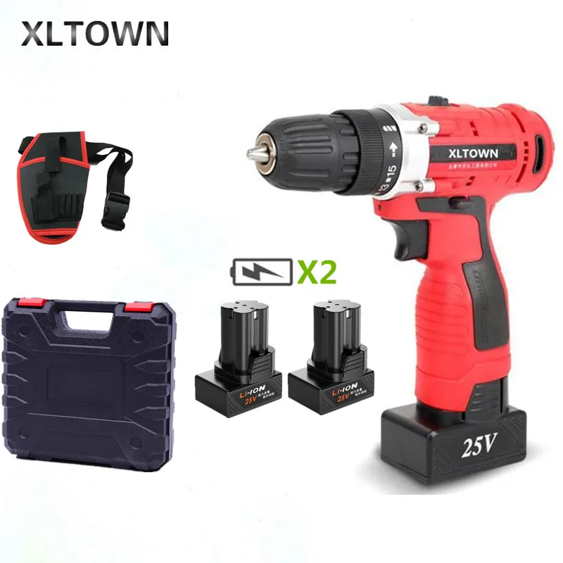 XLTOWN 25 В Электрическая отвертка с 2 батареями домашняя электрическая дрель