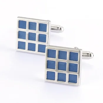 

10pairs/lot Classic Square Blue Enamel Cufflinks Blue Grid Cuff Links Shirt Cuff Button Men's Jewelry Accessory Fashion Gift