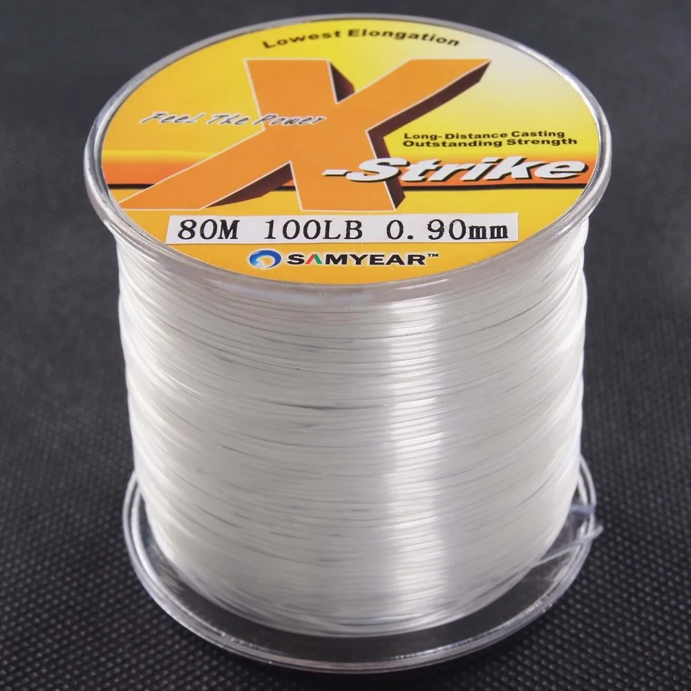 

80m 100lb 0.90mm Nylon Line Rope Clear Carp Monofilament Fishing Line Wire