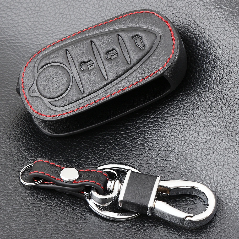

3 Buttons Genuine Leather Flip Auto Key Case Fob Cover For Alfa Romeo Mito Giulietta 159 Gta Folding Keys keychain