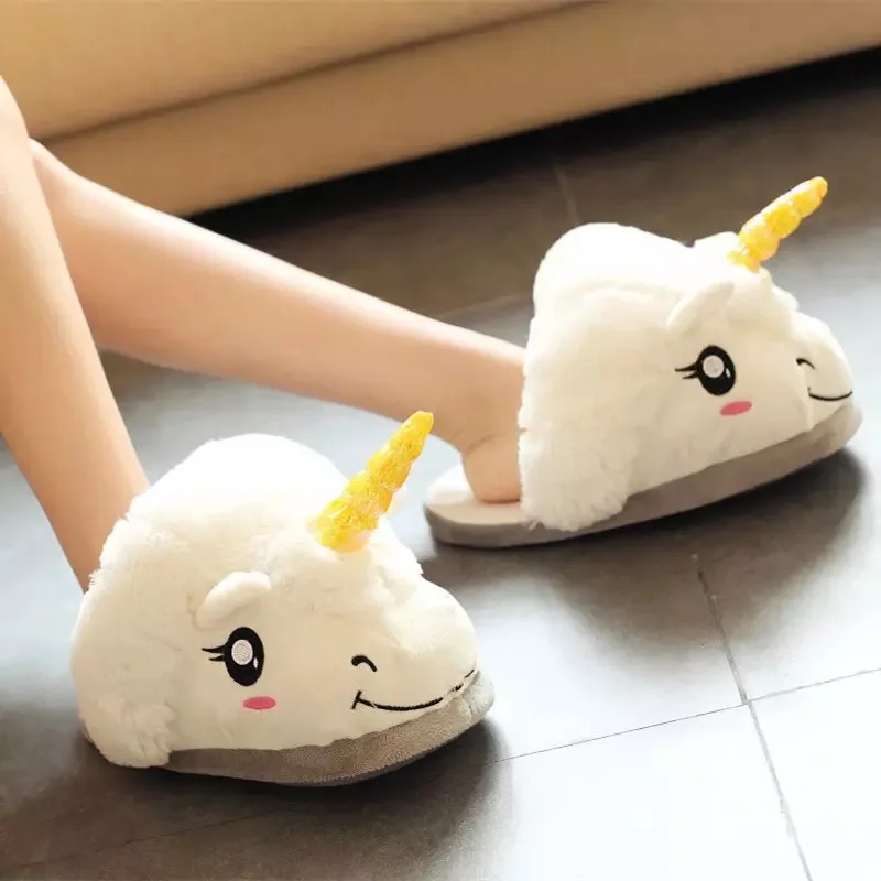 

Funny slipper Ladies Shoes Plush Shoes Plush Unicorn Slippers for Grown Ups Winter Warm Indoor Slippers Home slippers