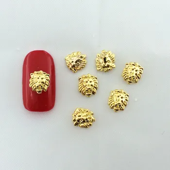 

50pcs/pack Japan New 3D Alloy Nail Art Accessory Metal Nail Decoration Kawaii Lion Face DIY Nail Tools Supplies