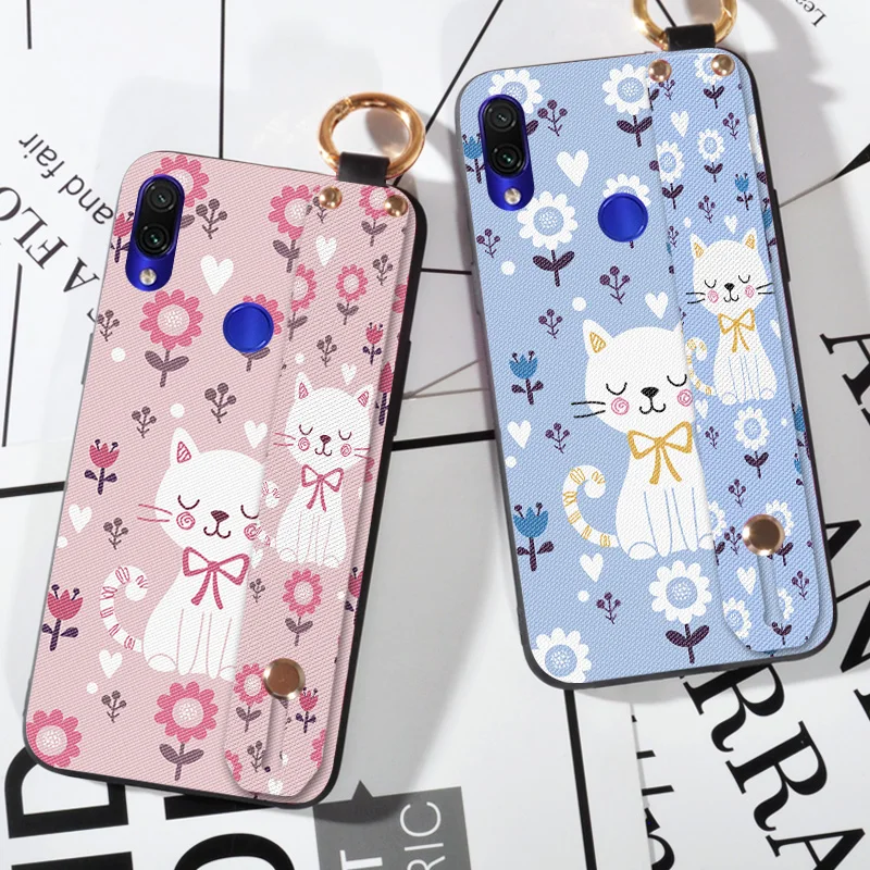 

Animal Wrist Strap Cases For XiaoMi Redmi Note 5 6 7 Pro Cartoon Cat Holder Cover For Redmi Go S2 Y2 / Mi A2 Lite Case Coque