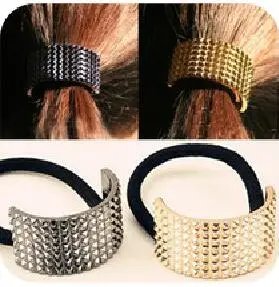 2016 Fashion Gun Black Gold Silver Metal Hair font b Accessories b font Metal Rivet Semicircle