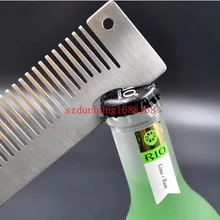 500 шт Выгравированный ваш логотип Антистатическая расческа из нержавеющей стали многофункциональная расческа, можно использовать как открывалка для бутылок