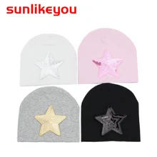 Sunlikeyou пентаграмма блесток новорожденных летняя кепка для мальчиков и девочек Детские шапки хлопок Мягкий малыш ребенок широкий берет-Боб шляпа для девочек