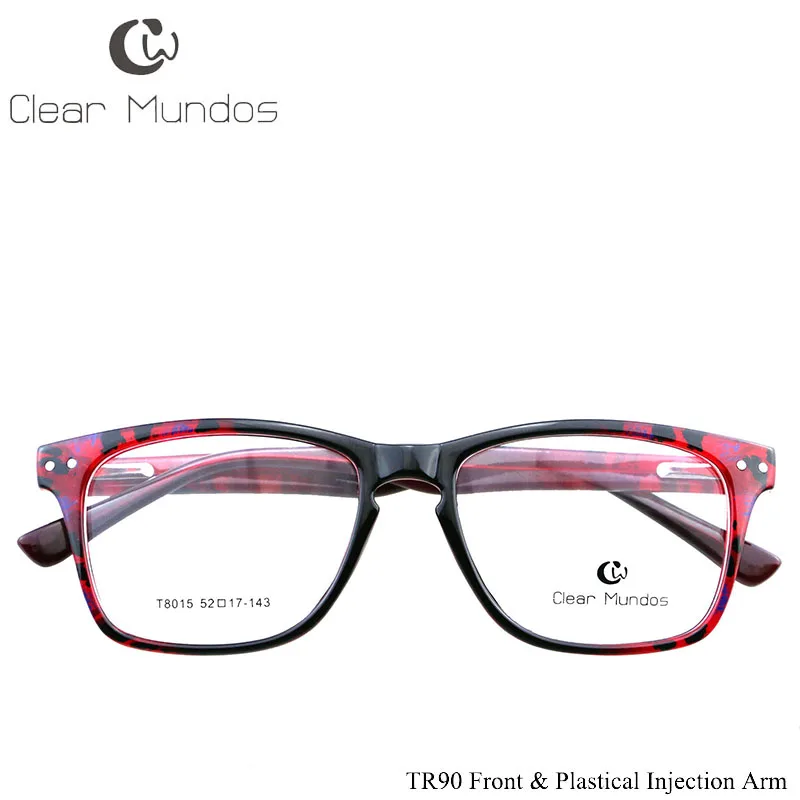 CLEAR MUNDOS High Quality TR90 Glasses Frame Fashion Myopia Men Optical Frames Women No Degree Clear lens Glasses for #T8015